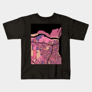 Corpus Christi Map Pattern in Purple & Pink Kids T-Shirt